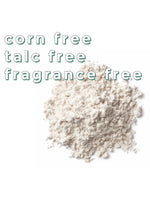 Green + Lovely Herbal Baby Powder with Soothing Oatmeal, shown in a natural, eco-friendly container.