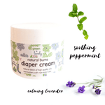 Green + Lovely Non-Nano Zinc Oxide Diaper Rash Cream tube with a gentle, natural design.