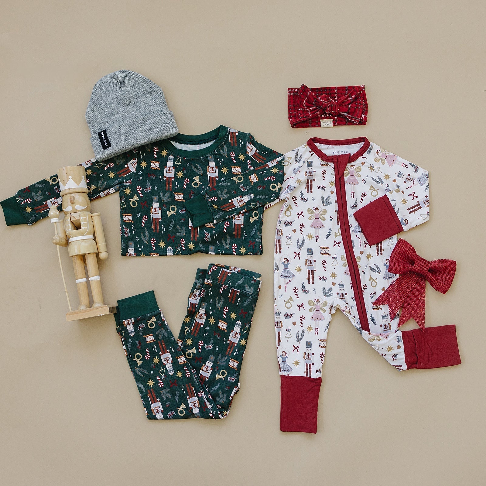 Mebie Baby Green Nutcracker Bamboo Cozy Sleep Set for Babies and Toddlers - 