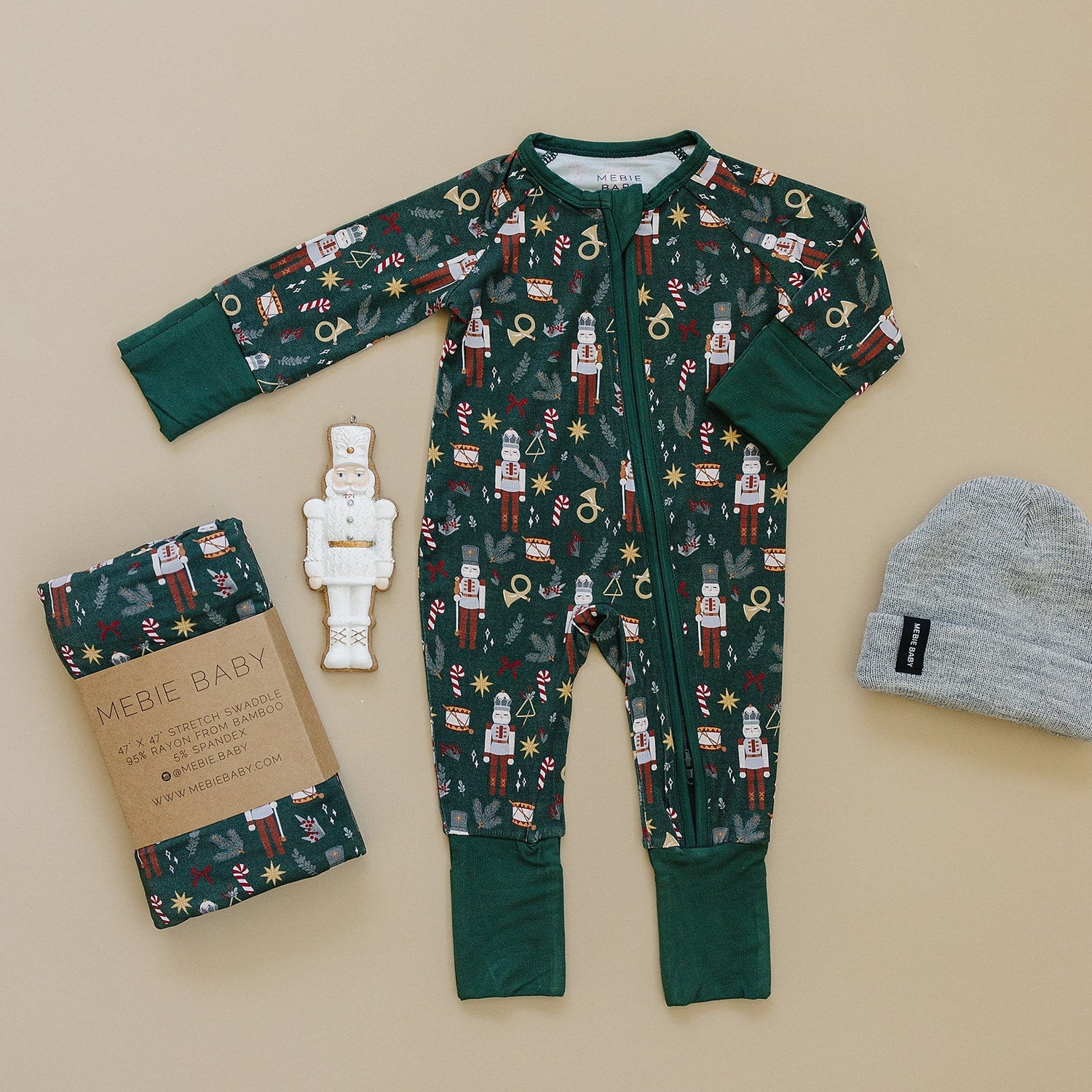 Mebie Baby Green Nutcracker Bamboo Cozy Sleep Set With Zipper For Baby And Toddler - 