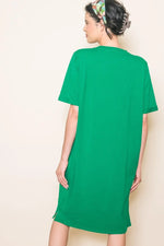 PinkBlush Green Oversized Round Neck T-Shirt Dress - 