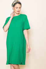 PinkBlush Green Oversized Round Neck T-Shirt Dress - 