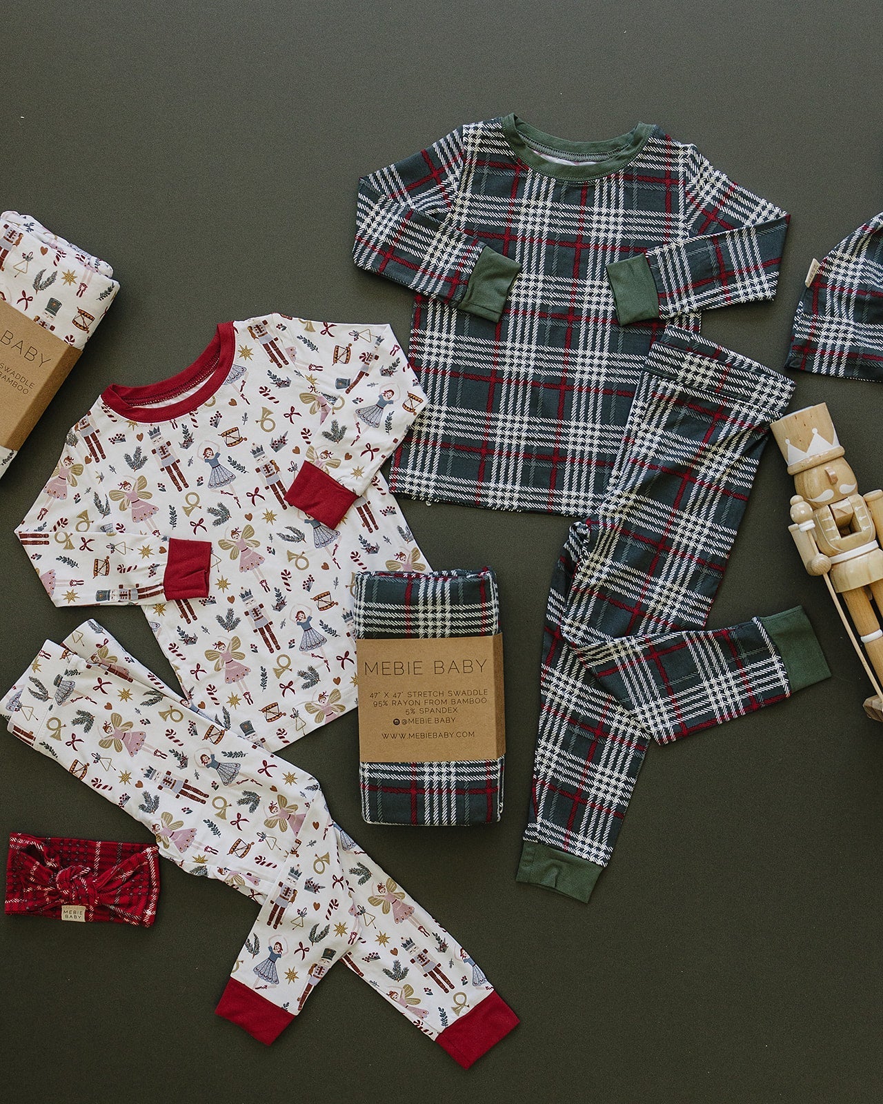 Mebie Baby Green Plaid Bamboo Cozy Set - 