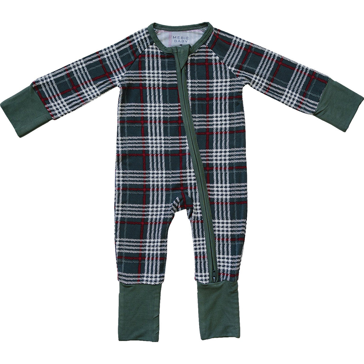 Mebie Baby Green Plaid Bamboo Zipper - 