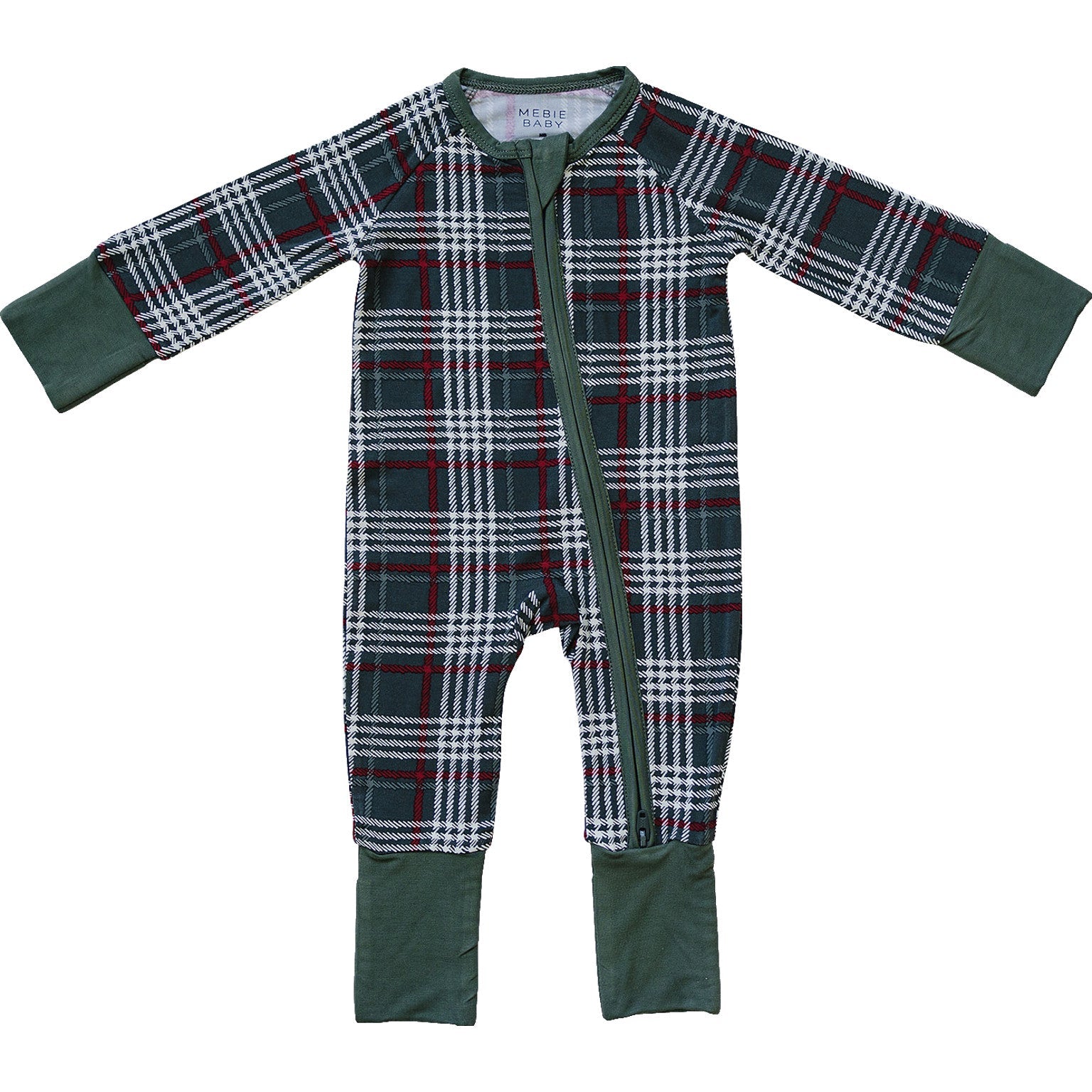 Mebie Baby Green Plaid Bamboo Zipper - 