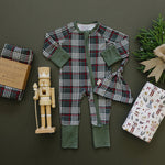 Mebie Baby Green Plaid Bamboo Zipper - 