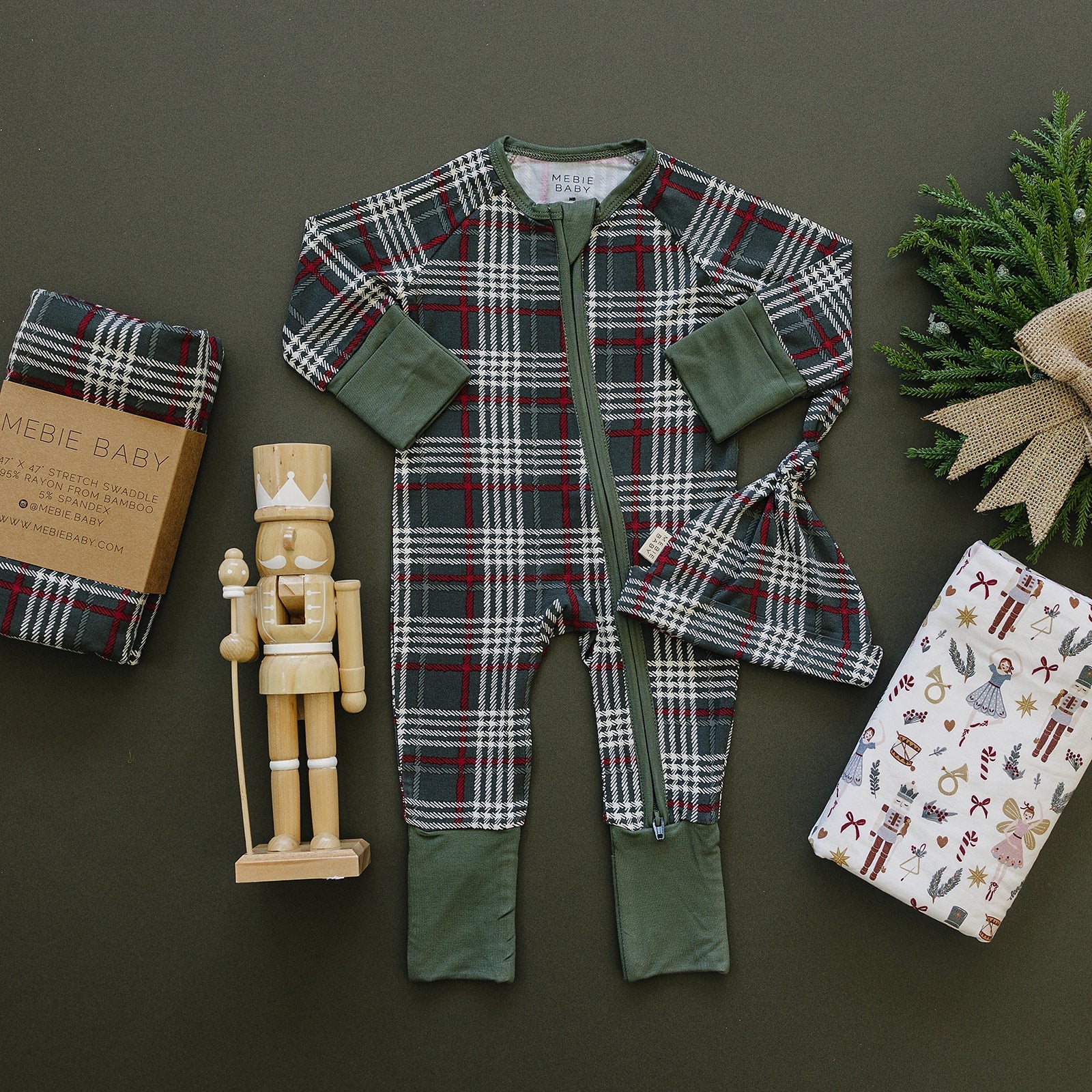 Mebie Baby Green Plaid Bamboo Zipper - 