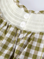 Rylee Faith Designs Green Plaid Fish Embroidered Baby Girls Smocked Dress - 