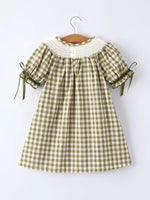 Rylee Faith Designs Green Plaid Fish Embroidered Baby Girls Smocked Dress - 