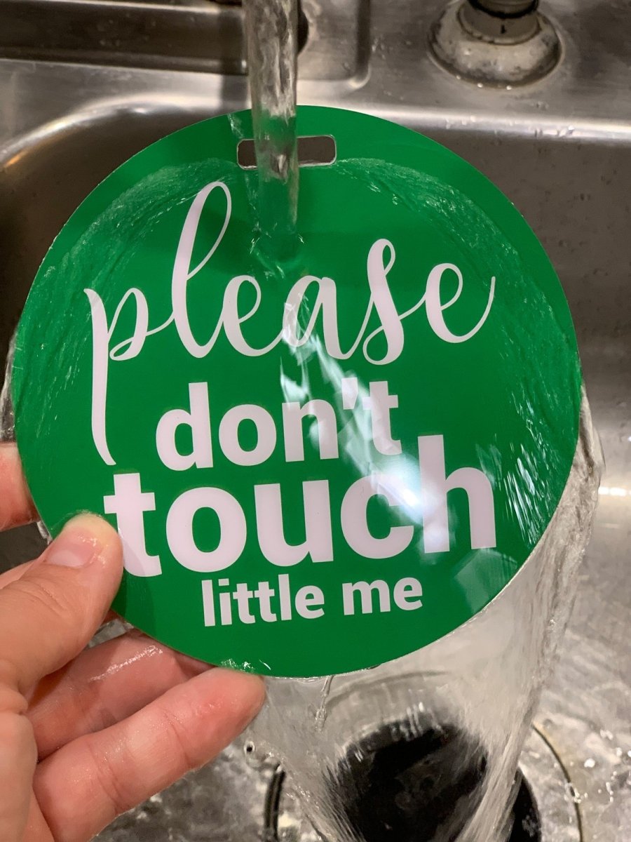 Three Little Tots Green Please Don't Touch Little Me Newborn Car Seat Sign Tag - 