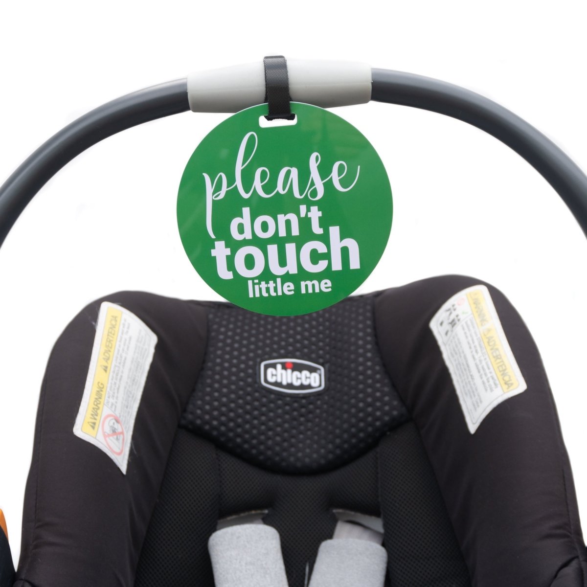Three Little Tots Green Please Don't Touch Little Me Newborn Car Seat Sign Tag - 