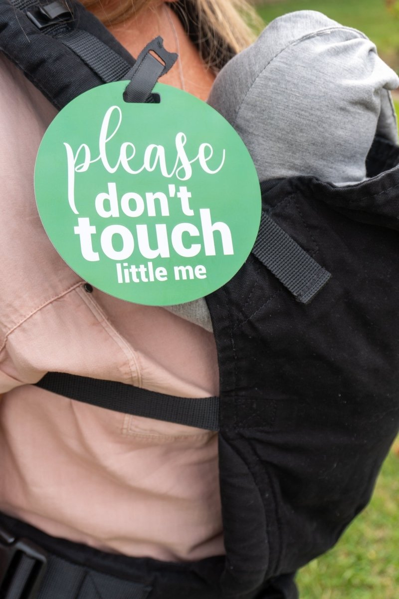 Three Little Tots Green Please Don't Touch Little Me Newborn Car Seat Sign Tag - 