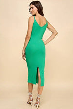 PinkBlush Green Ribbed Cami Midi Dress - 