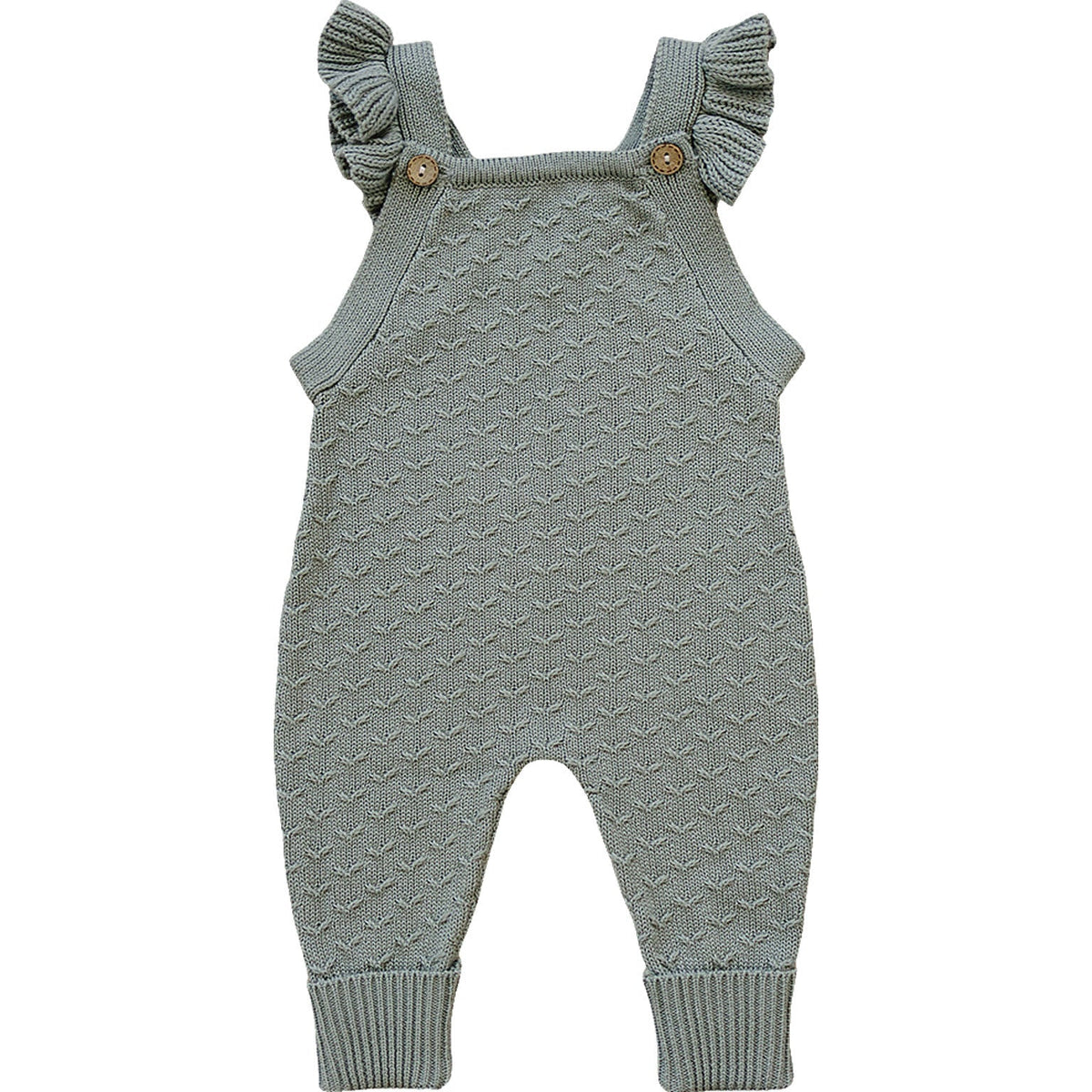 Mebie Baby Green Ruffle Knit Overalls - 