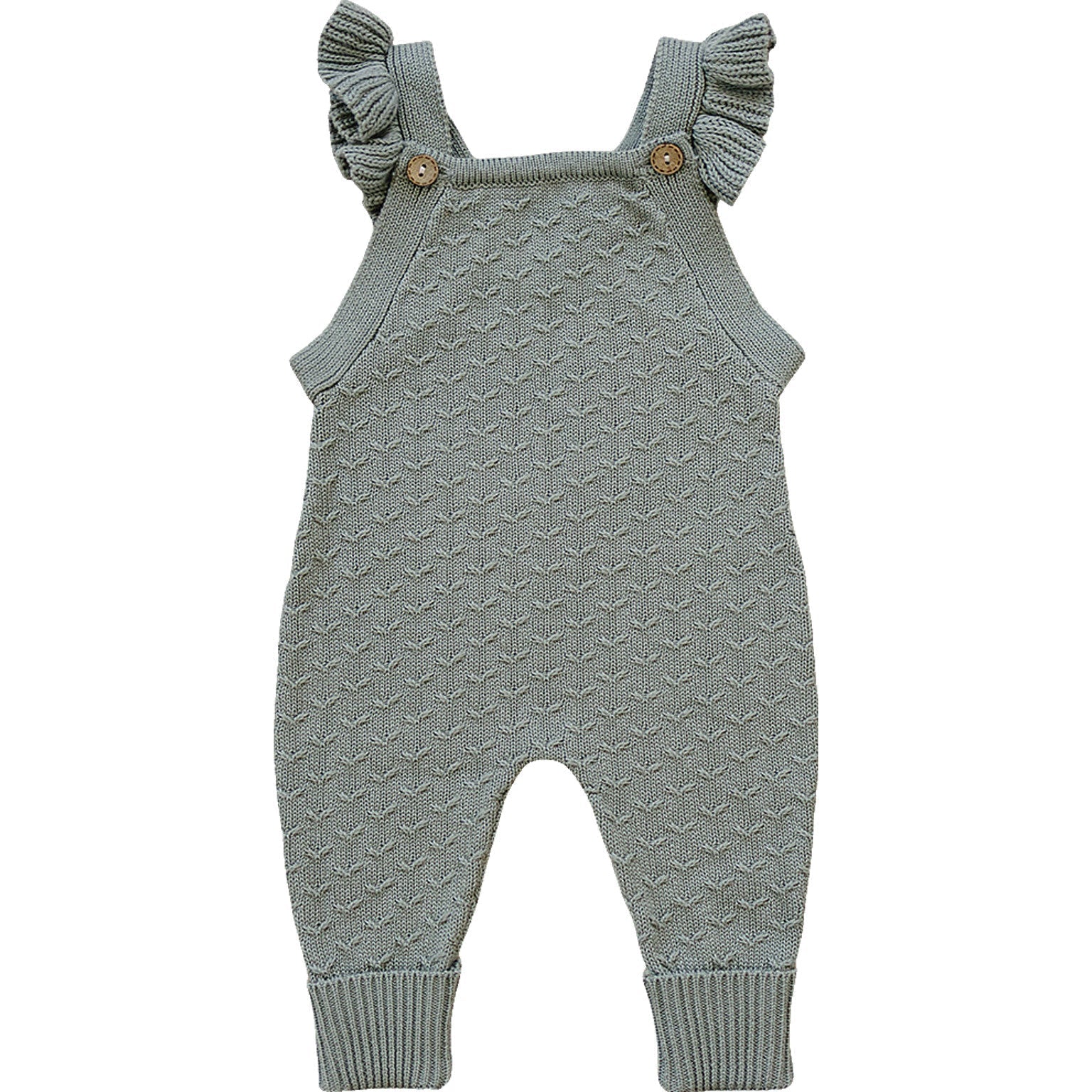 Mebie Baby Green Ruffle Knit Overalls - 