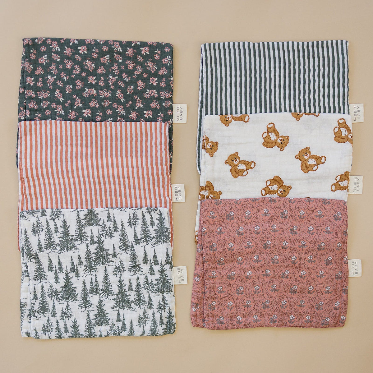 Mebie Baby Green Stripes Muslin Burp Cloth - 