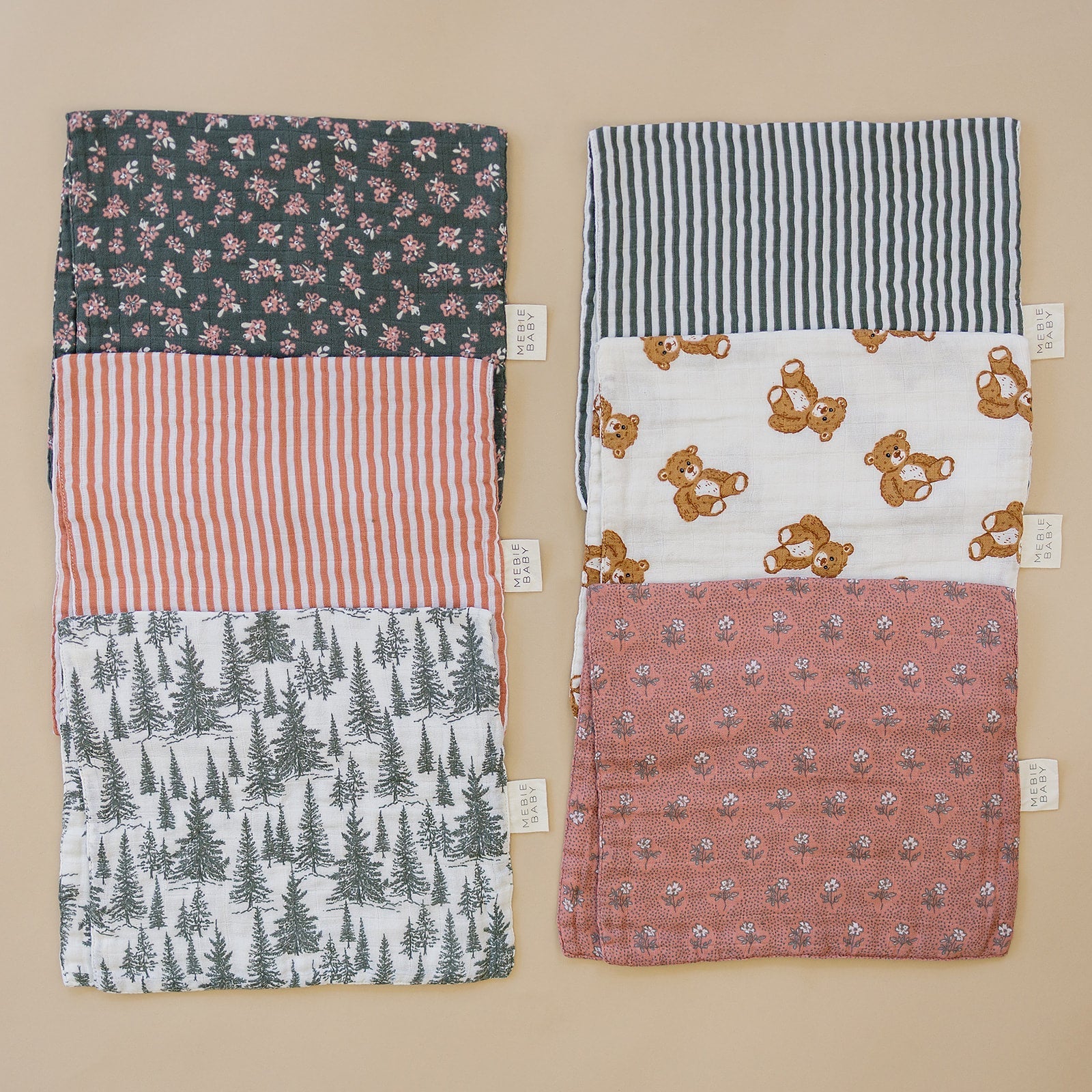 Mebie Baby Green Stripes Muslin Burp Cloth - 