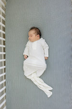 Mebie Baby Green Stripes Muslin Crib Sheet For Baby Bedding Soft Breathable Nursery - 