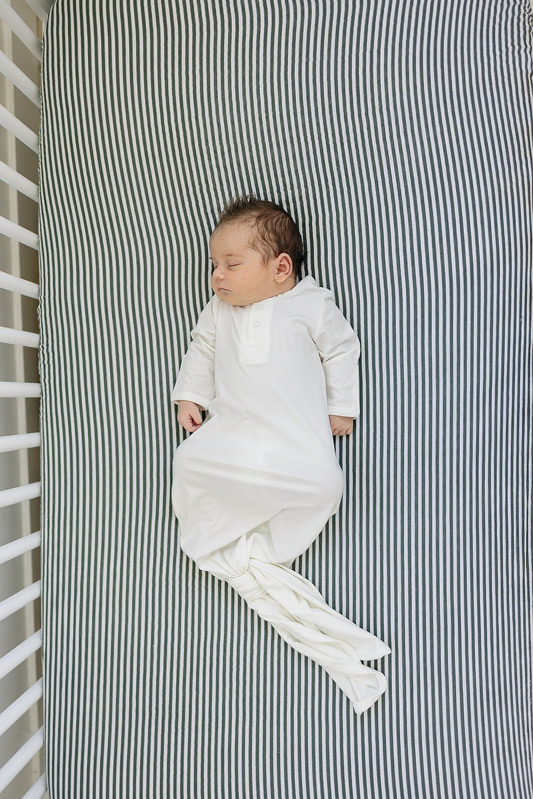 Mebie Baby Green Stripes Muslin Crib Sheet For Baby Bedding Soft Breathable Nursery - 