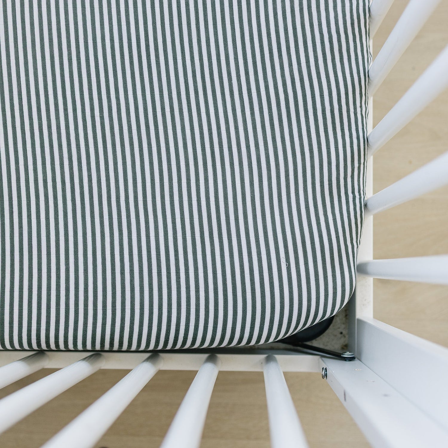 Mebie Baby Green Stripes Muslin Crib Sheet For Baby Bedding Soft Breathable Nursery - 