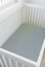 Mebie Baby Green Stripes Muslin Crib Sheet For Baby Bedding Soft Breathable Nursery - 