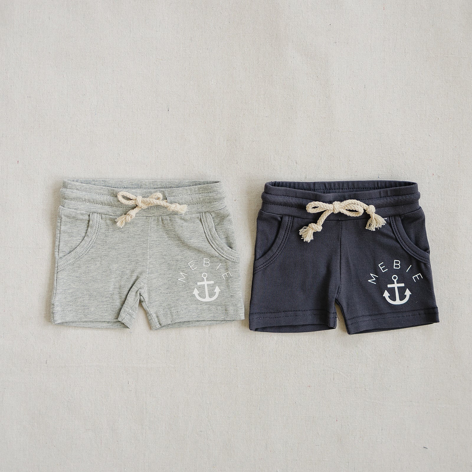 Mebie Baby Grey Anchor Pocket Shorts - 