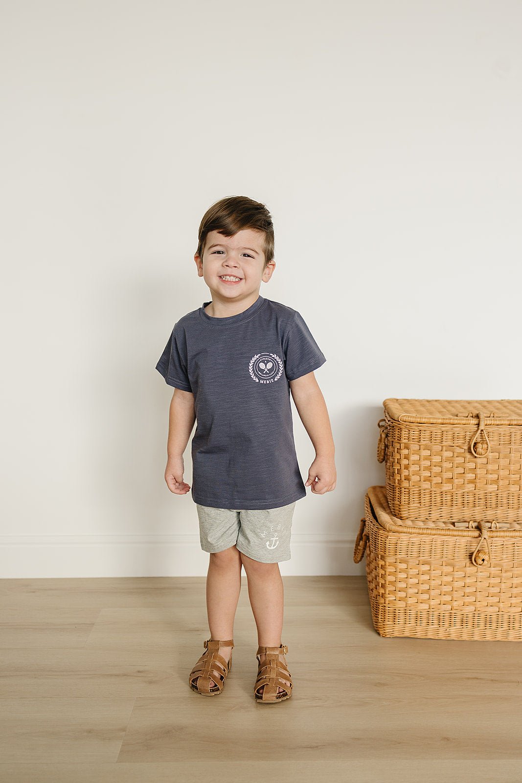 Mebie Baby Grey Anchor Pocket Shorts - 
