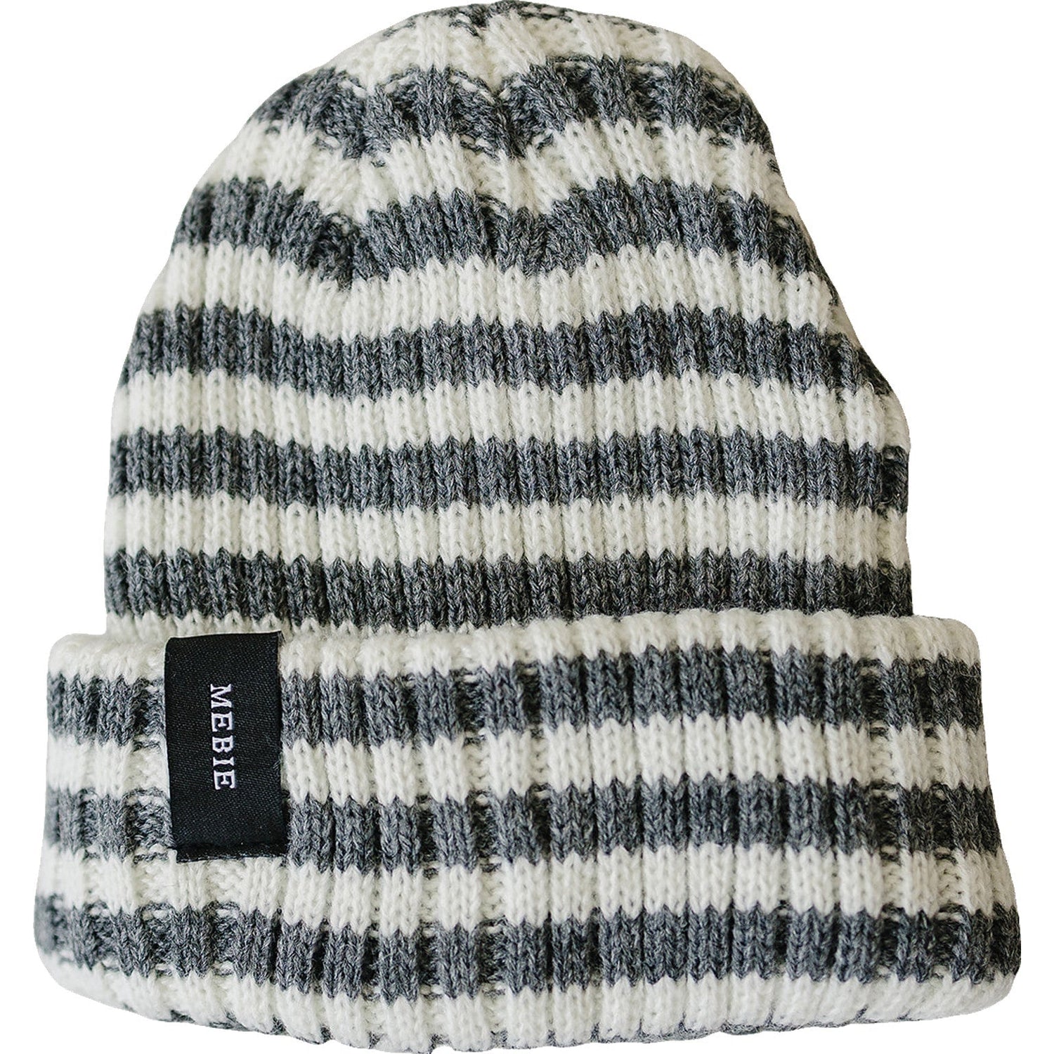 Mebie Baby Grey And White Stripe Chunky Knit Beanie For Baby Mebie Baby - 