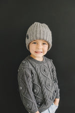 Mebie Baby Grey Chunky Knit Angora Beanie For Baby Mebie Baby - 