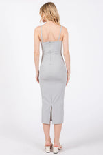 PinkBlush Grey Fitted Sleeveless Midi Dress - 