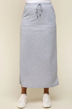 PinkBlush Grey Fleece Drawstring Maxi Skirt - 