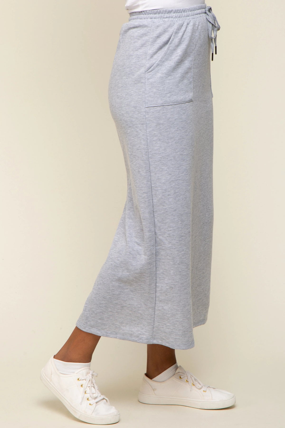 PinkBlush Grey Fleece Drawstring Maxi Skirt - 