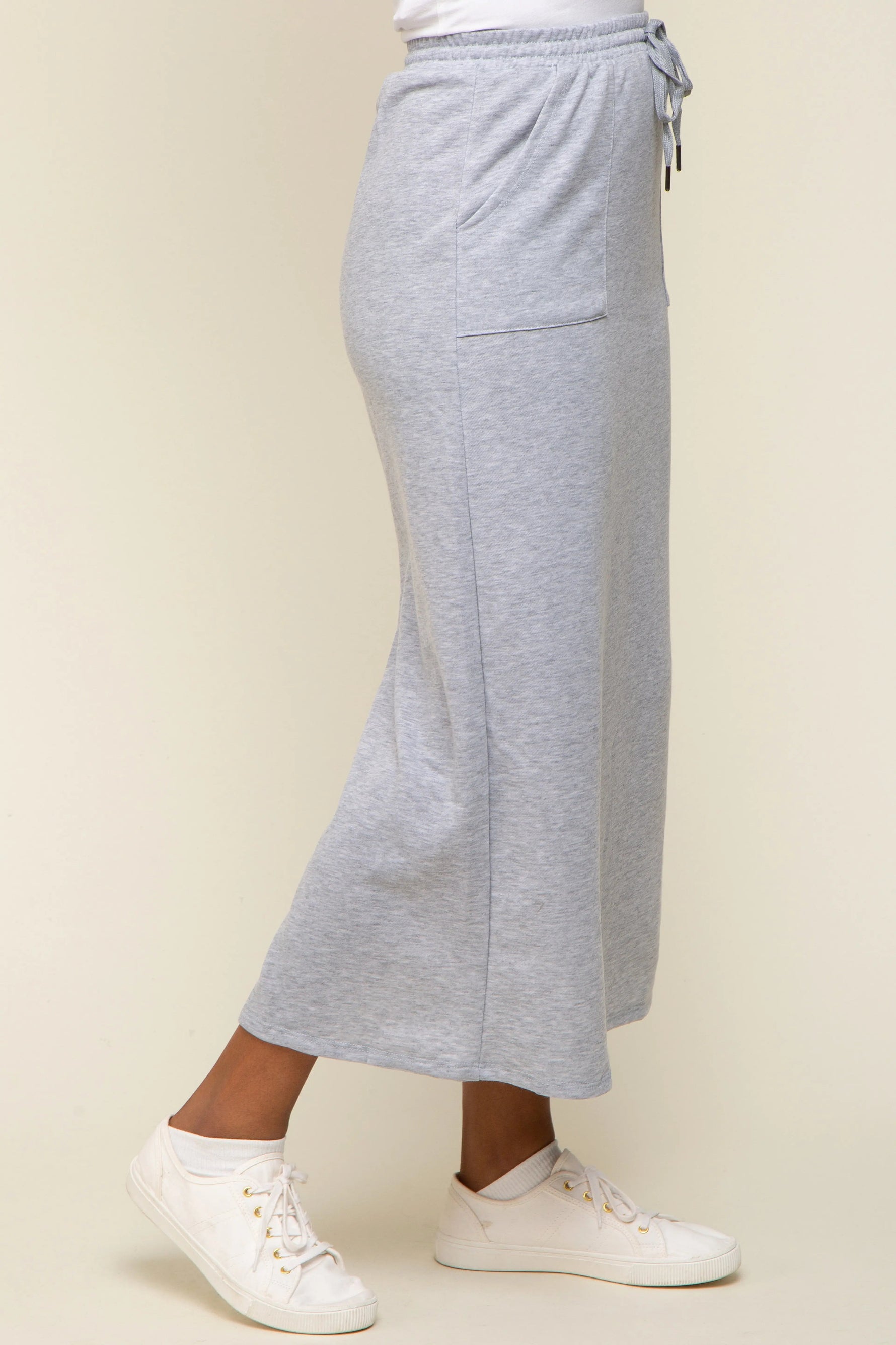 PinkBlush Grey Fleece Drawstring Maxi Skirt - 