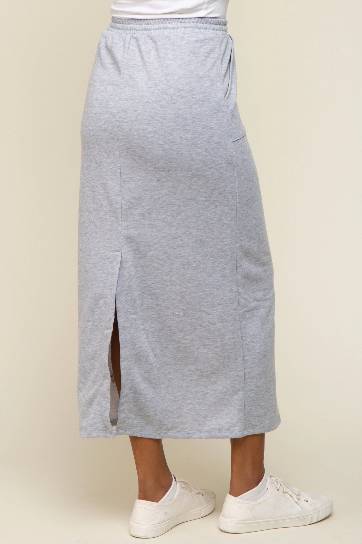 PinkBlush Grey Fleece Drawstring Maxi Skirt - 