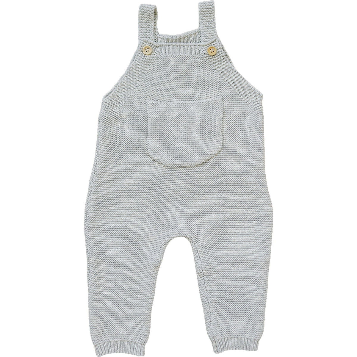 Mebie Baby Grey Knit Cotton Baby Overalls With Pocket Details 0 To 24 Months - 