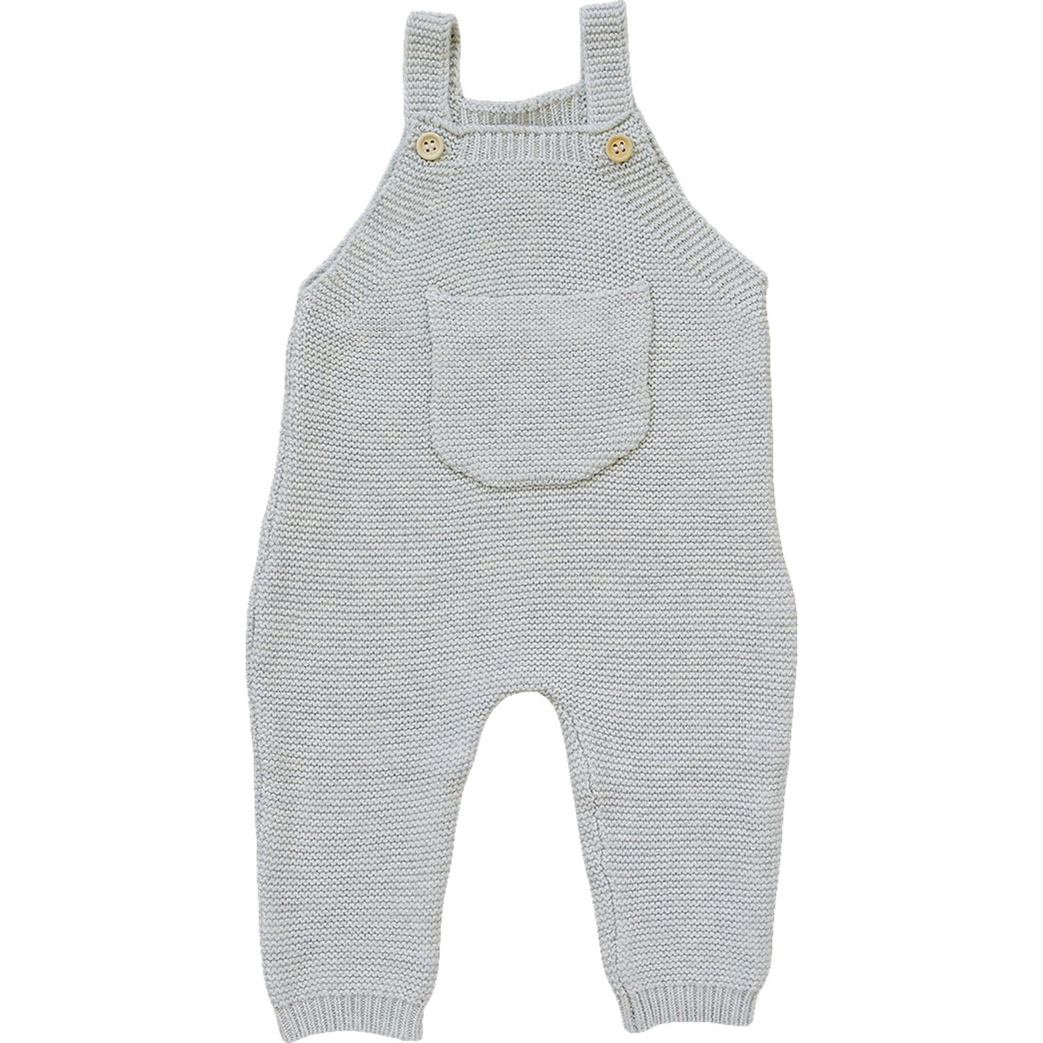 Mebie Baby Grey Knit Cotton Baby Overalls With Pocket Details 0 To 24 Months - 