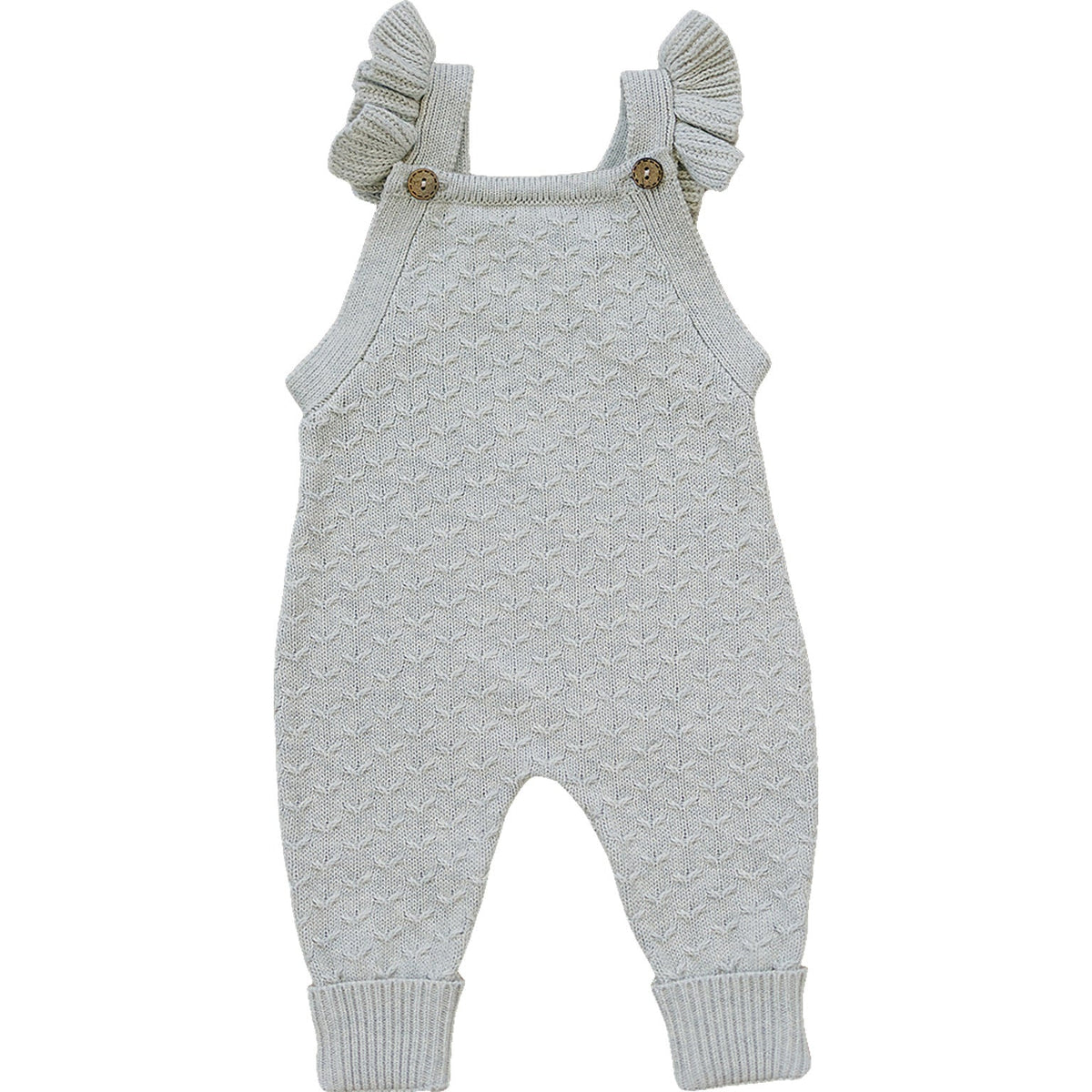 Mebie Baby Grey Knit Ruffle Overalls 100 Percent Cotton for Toddlers 0 to 2 Years - 