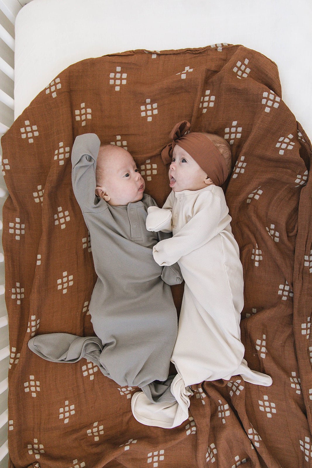 Mebie Baby Grey Organic Cotton Ribbed Knot Gown - 