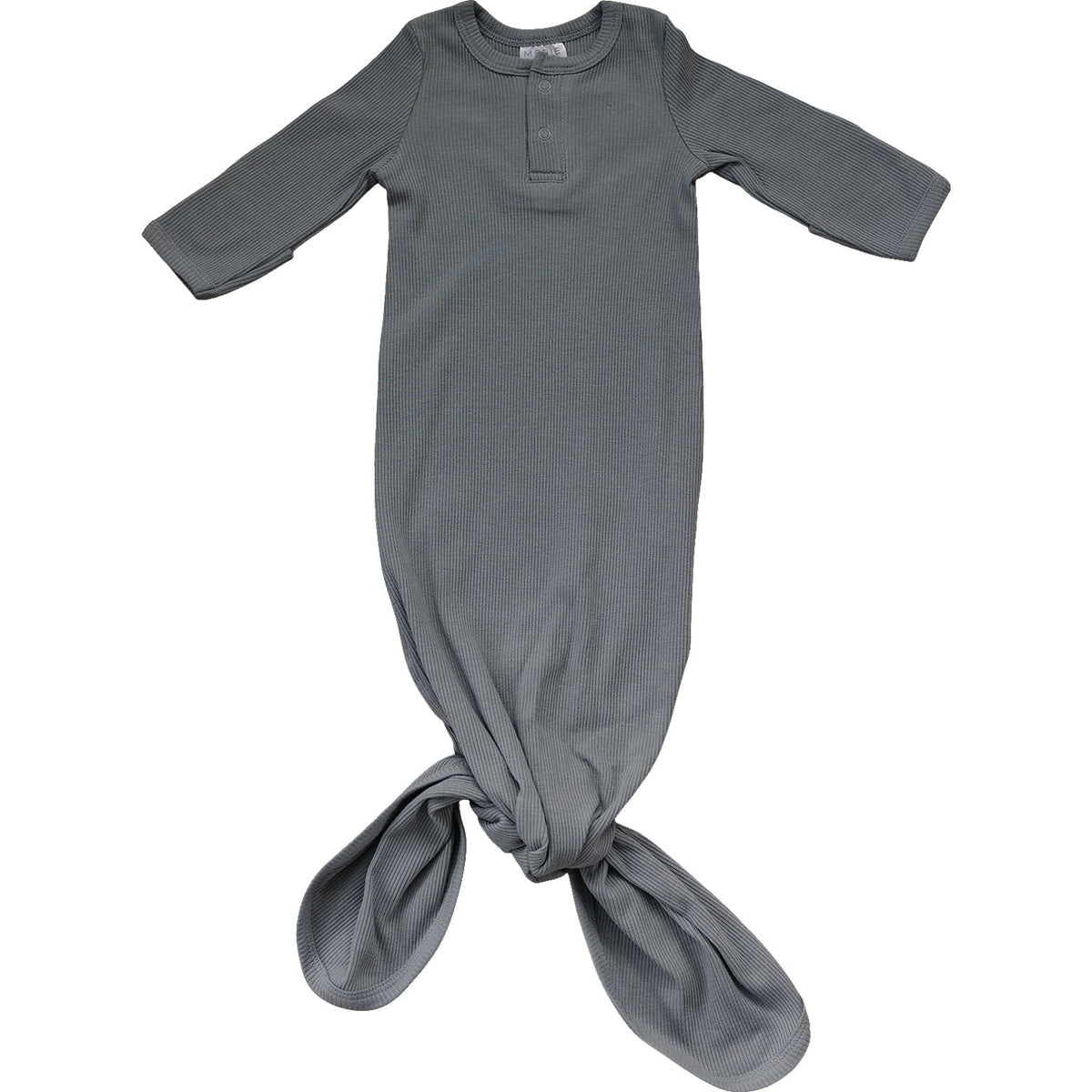 Grey Organic Cotton Ribbed Knot Gown - Textile, One-piece garment, Baby & Toddler Clothing, Pattern, Dress | Everetts Place