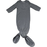 Grey Organic Cotton Ribbed Knot Gown - Textile, One-piece garment, Baby & Toddler Clothing, Pattern, Dress | Everetts Place