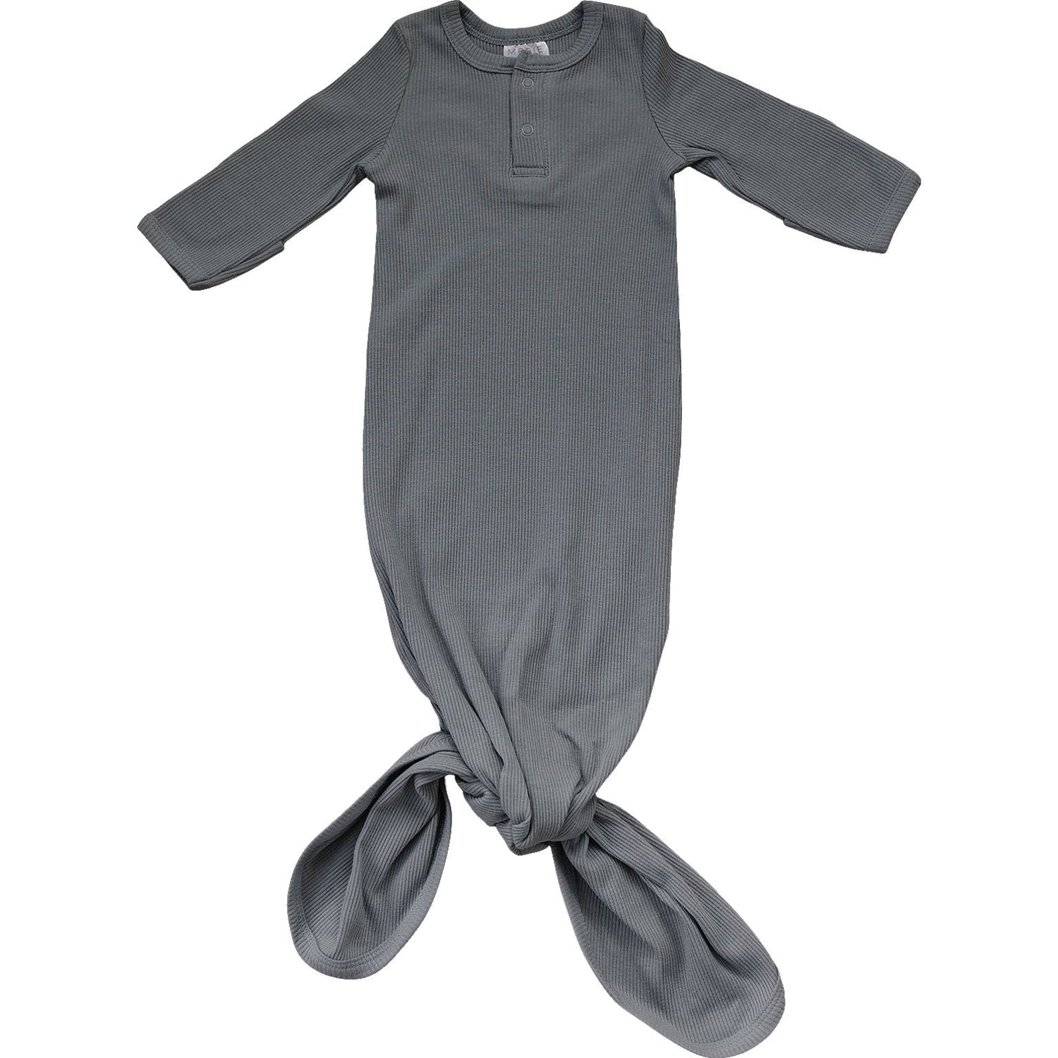 Grey Organic Cotton Ribbed Knot Gown - Textile, One-piece garment, Baby & Toddler Clothing, Pattern, Dress | Everetts Place