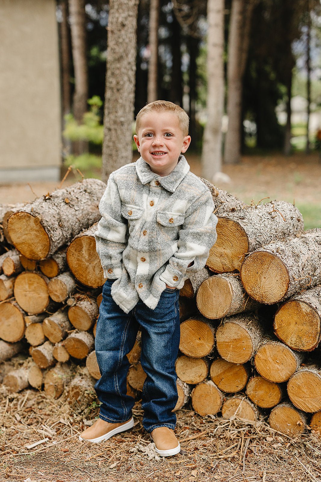 Mebie Baby Grey Plaid Shacket - 