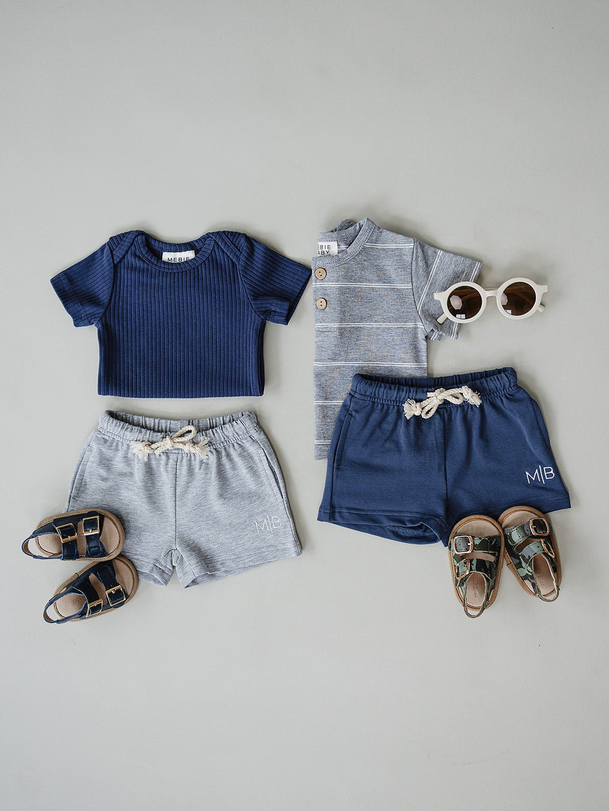 Mebie Baby Grey Pocket Cotton Shorts - 