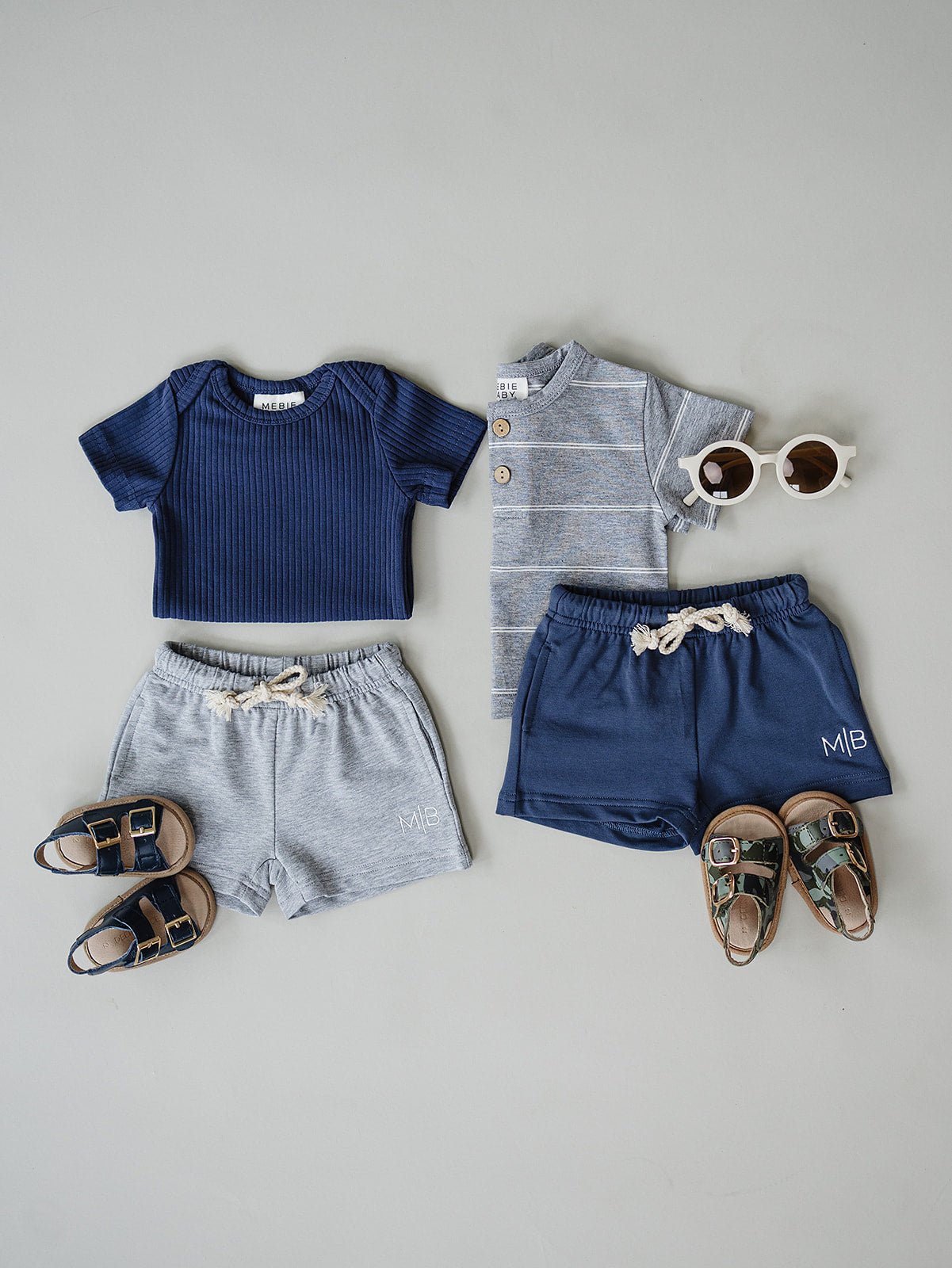 Mebie Baby Grey Pocket Cotton Shorts - 