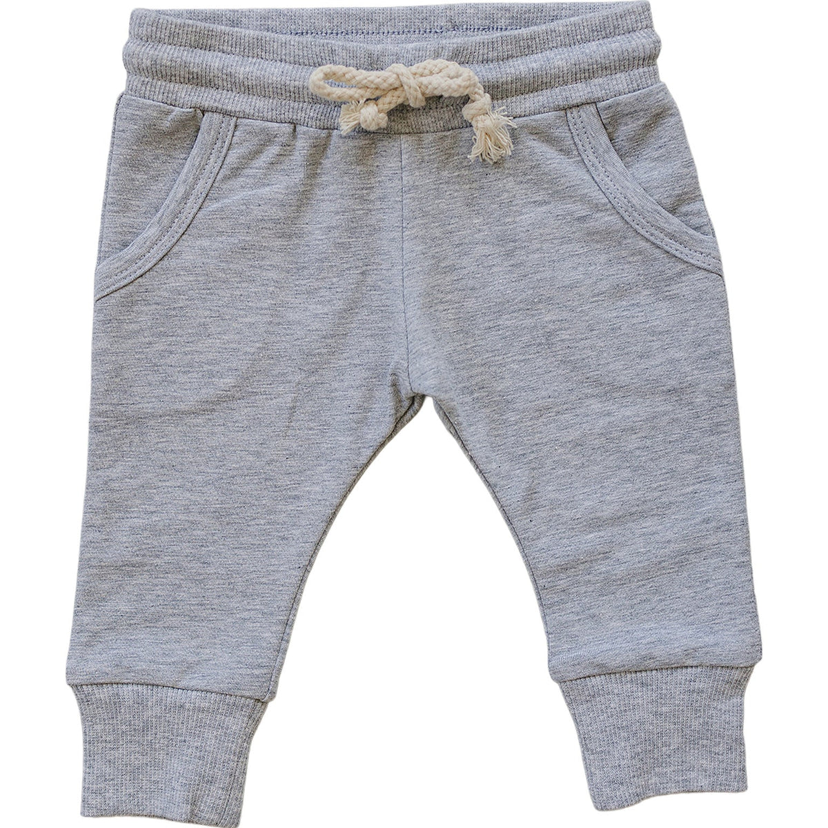 Mebie Baby Grey Pocket Joggers For Kids With Elastic Waistband Drawstring - 