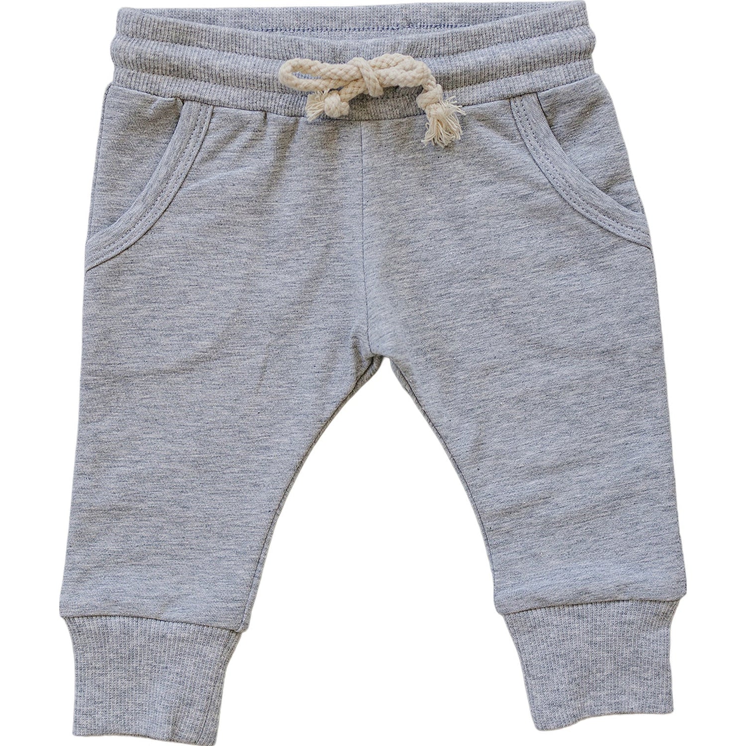 Mebie Baby Grey Pocket Joggers For Kids With Elastic Waistband Drawstring - 