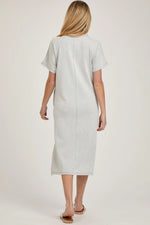 PinkBlush Grey Ribbed Short Dolman Sleeve Side Slit Maternity Midi Dress - 