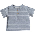 Mebie Baby Grey Stripe Button Tee For Baby Lightweight Spring Shirt - 