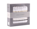 Newcastle Classics Natural Cotton Muslin Crib Sheet with Grey Stripes for Baby Comfort - Furniture > Baby & Toddler Furniture > Crib & Toddler Bed Accessories Cotton Crib Sheet