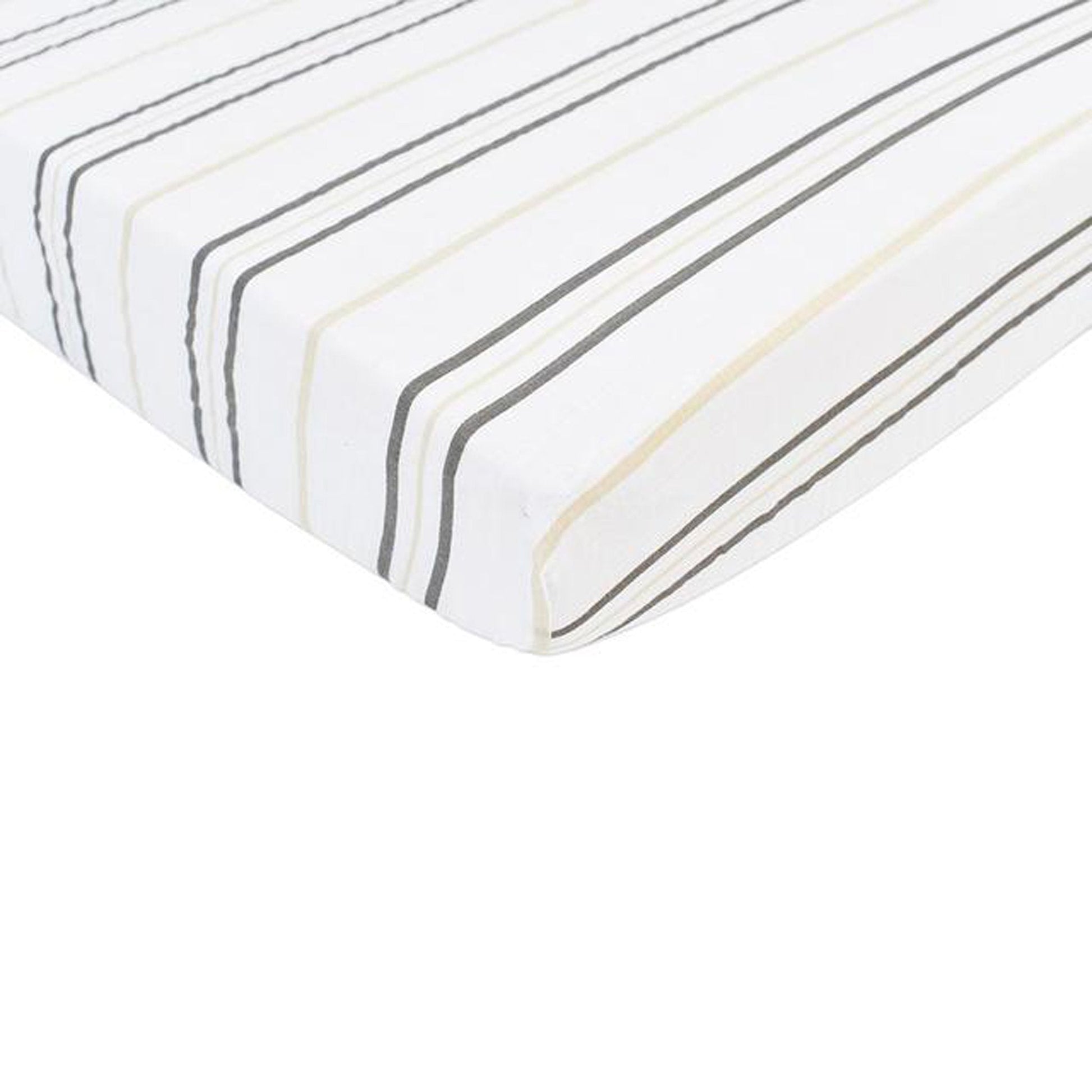 Grey Stripe Cotton Muslin Crib Sheet Breathable Soft Comfortable 28x52 Inches Newcastle Classics